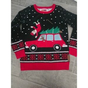 Tipsy Elves Womens Funny Santa Christmas Sweater XS Holiday Fair Isle Reindeer